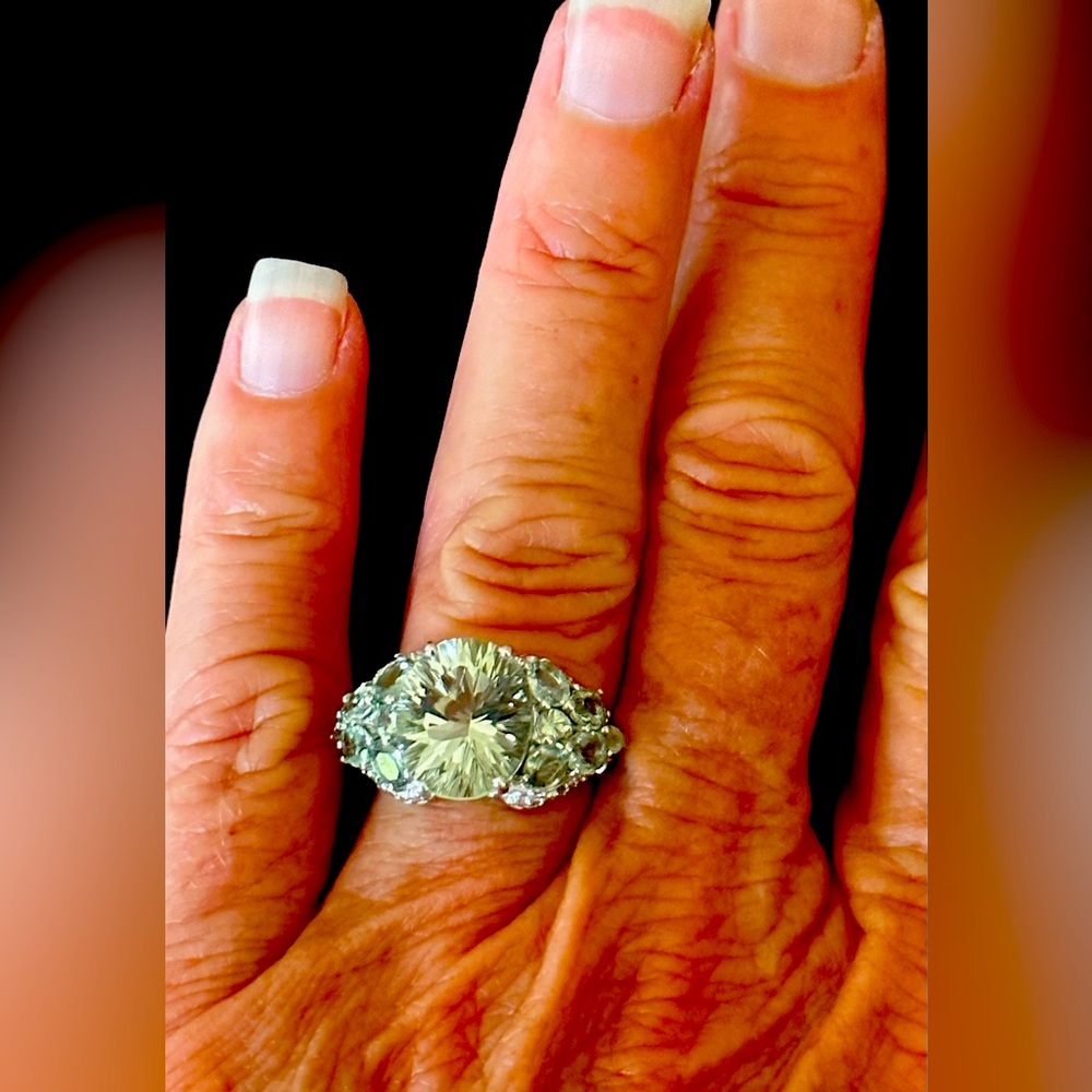 Ring W/Authentic Prasiolite Gems Set In 925 Sterl… - image 6